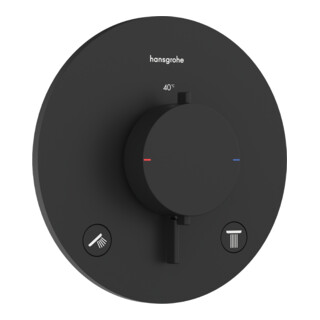 hansgrohe Thermostat Ecostat Comfort S encastré, 2 sorties, 24 l/min, noir mat