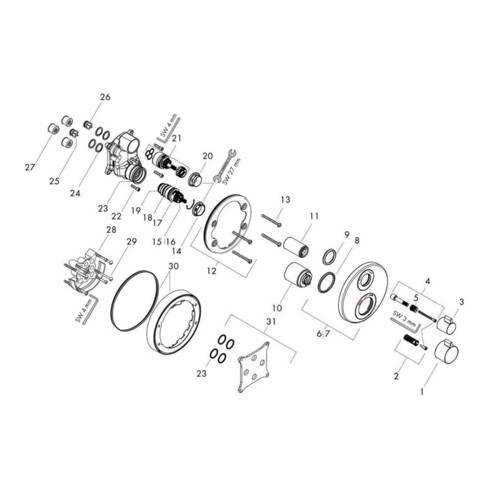 hansgrohe Thermostat ECOSTAT S Unterputz, für 2 Verbraucher chrom