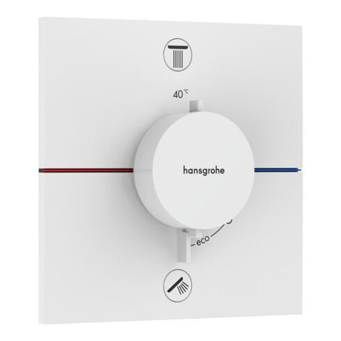 hansgrohe Thermostat ShowerSelect Comfort E encastré, 2 sorties, avec Kom EN 1717, blanc mat