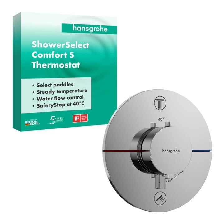 hansgrohe Thermostat ShowerSelect Comfort S encastré, 2 sorties, sans robinet sécurité, chromé