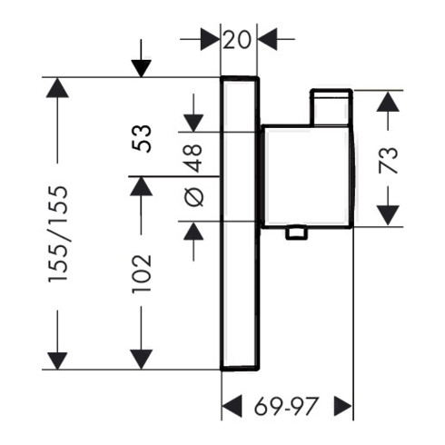 hansgrohe Thermostat SHOWERSELECT Unterputz, Highflow, für 1 Verbraucher und einen zusätzlichen Abgang chrom