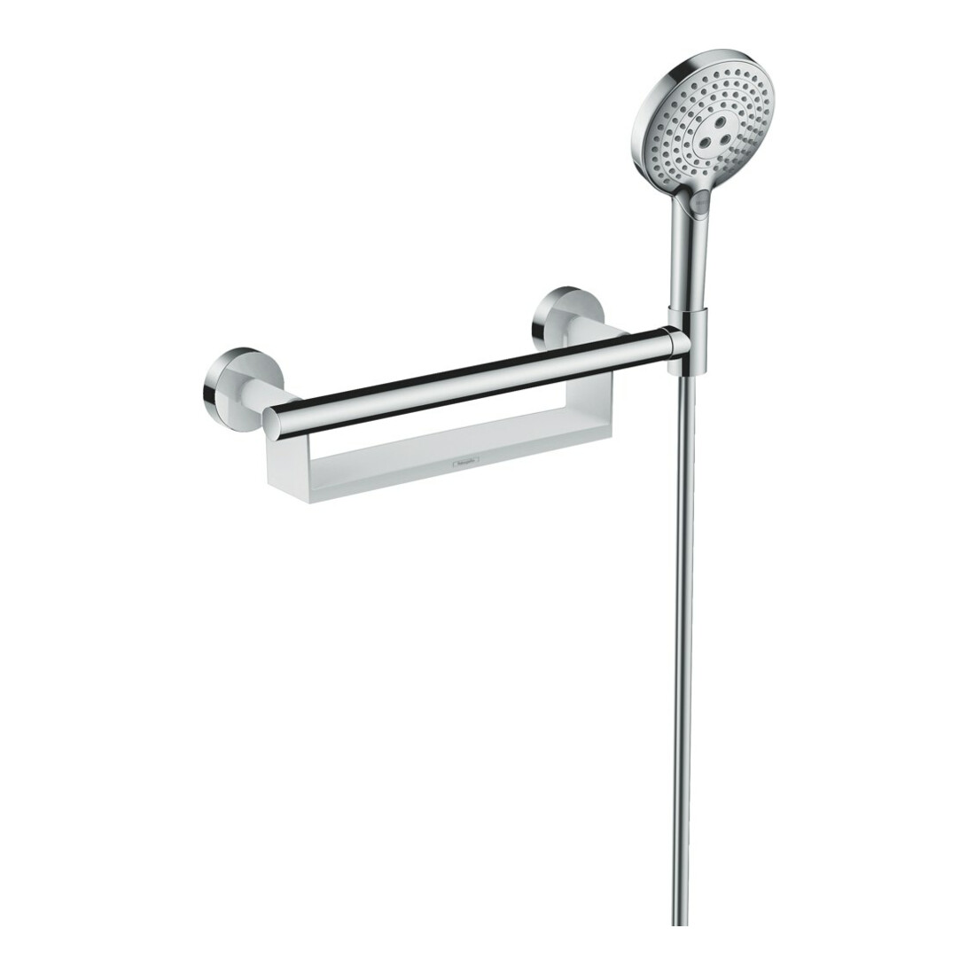 hansgrohe Unica Haltegriff Comfort mit Ablage und Brausehalter, weiß/chrom