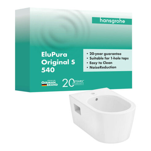 hansgrohe Wand-Bidet EluPura Original S m HL/ÜL, we., o. SC und HygieneEffect