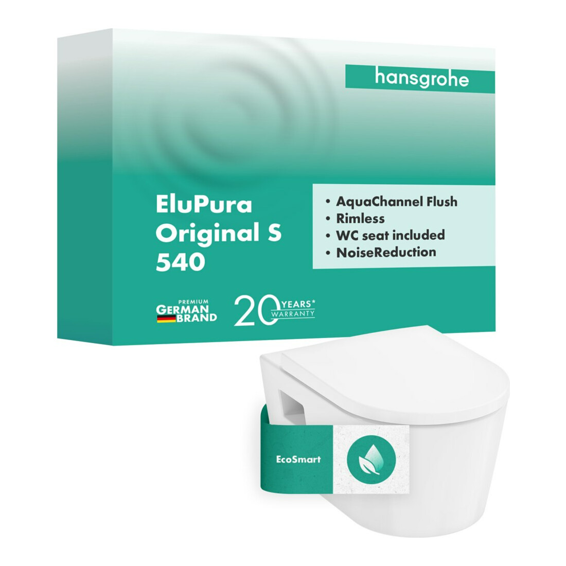 hansgrohe Wand-WC EluPura Original S mit WC-Sitz, weiß