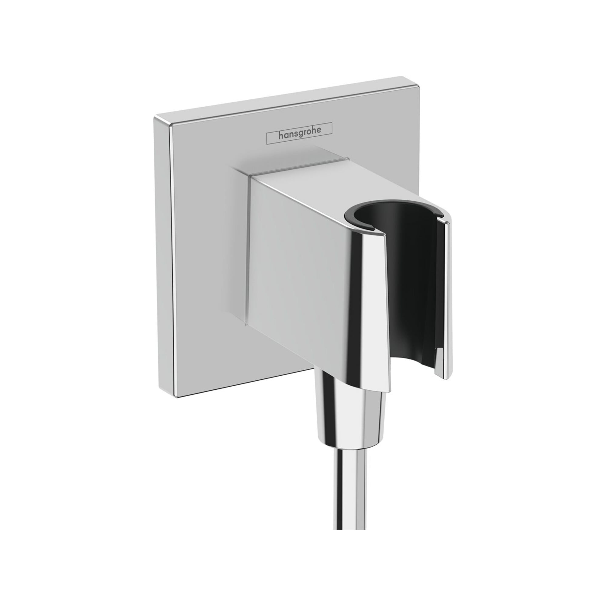 hansgrohe Wandanschluss Fixfit E eckig, mit Brausehalter, chrom