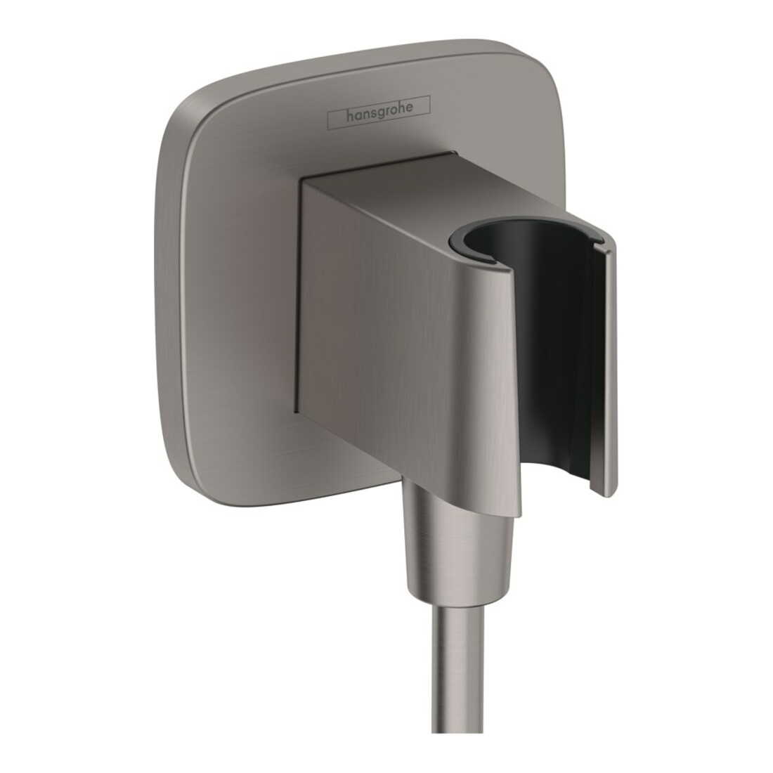 hansgrohe Wandanschluss Fixfit Q softsqua, m Brauseha., brush. bla chrome