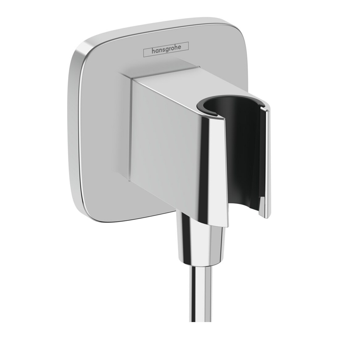 hansgrohe Wandanschluss Fixfit Q softsquare, mit Brausehalter, chrom