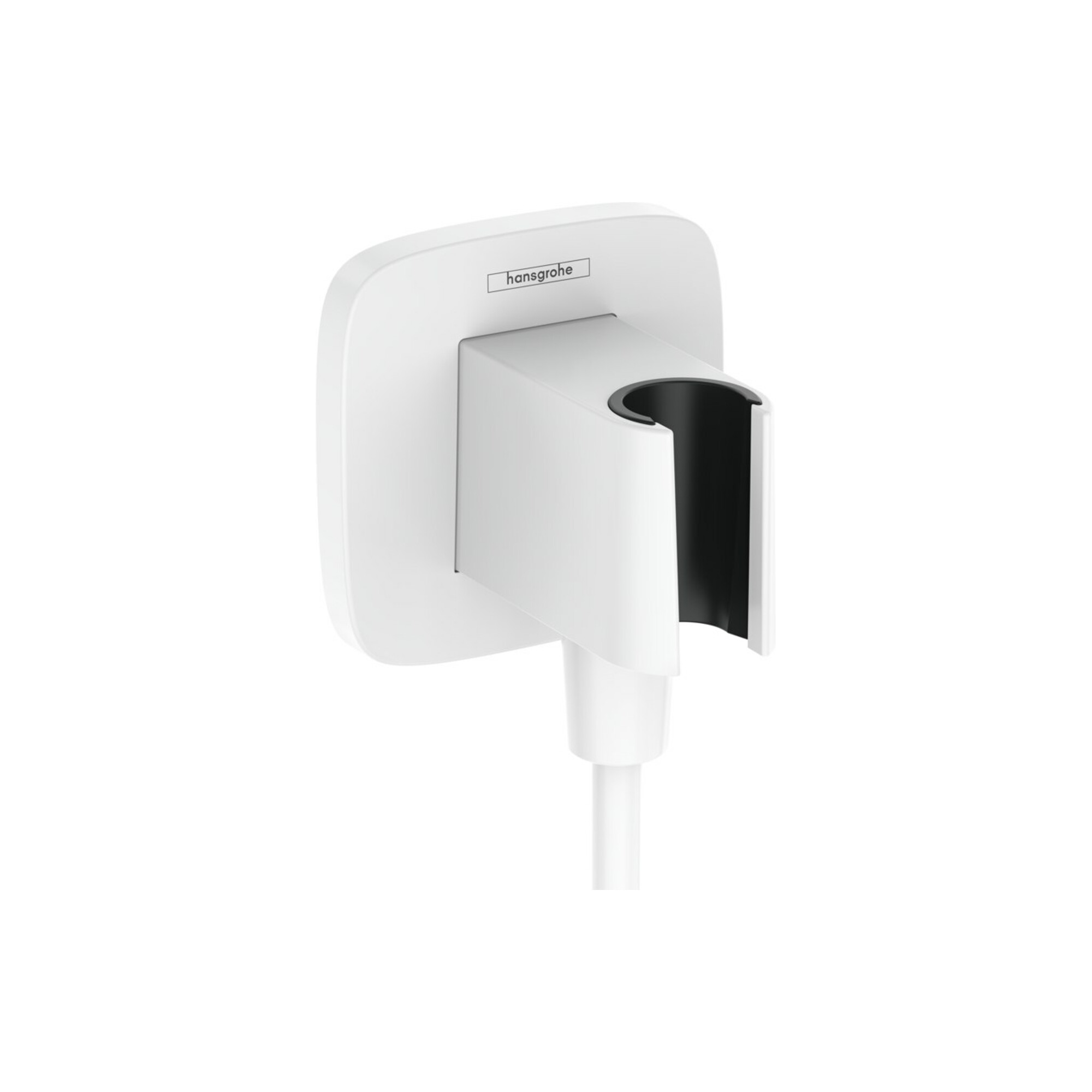 hansgrohe Wandanschluss Fixfit Q softsquare, mit Brausehalter, mattweiß