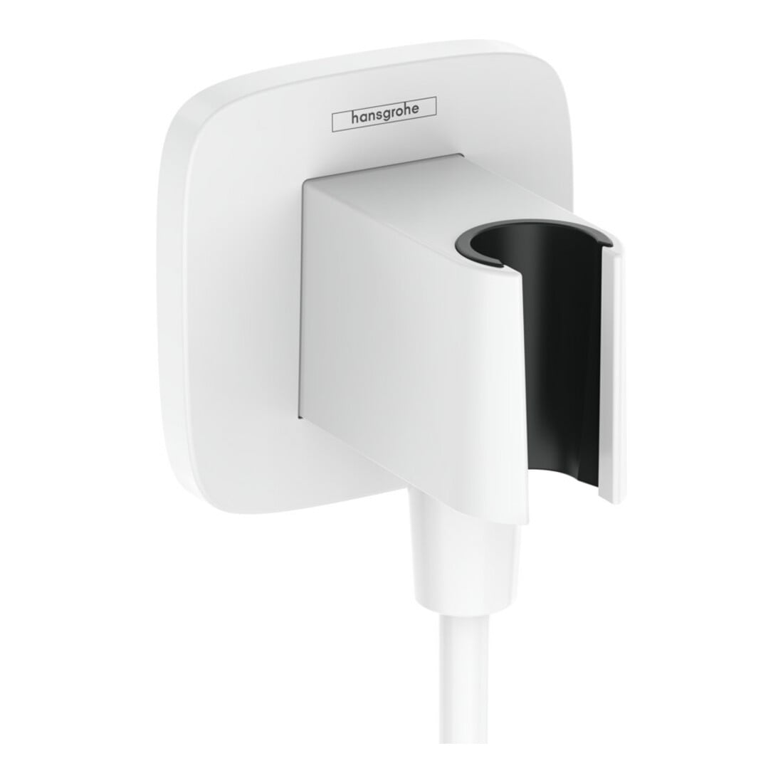 hansgrohe Wandanschluss Fixfit Q softsquare, mit Brausehalter, mattweiß