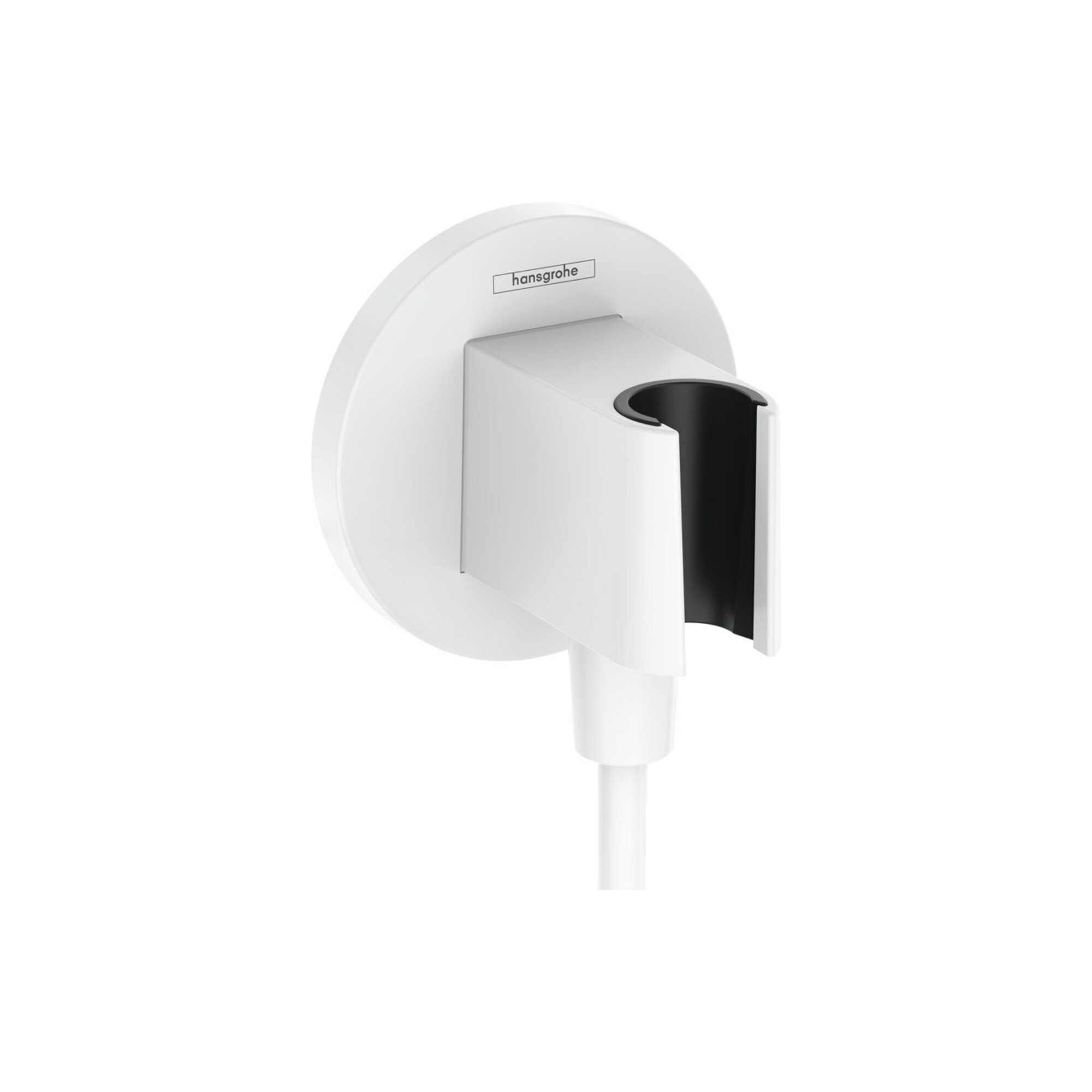 hansgrohe Wandanschluss Fixfit S rund, mit Brausehalter, mattweiß