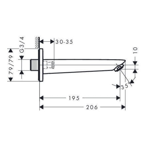 hansgrohe Wanneneinlauf LOGIS DN 20, Ausladung 195 mm chrom