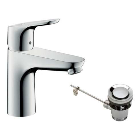 hansgrohe Waschtisch-Einhebelmischer 100 Focus mit Zugstangen-Ablaufgarnitur, chrom