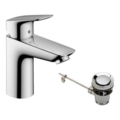 hansgrohe Waschtisch-Einhebelmischer 100 Logis m Met.-Zugstangen-Ablaufgarnitur, chrom