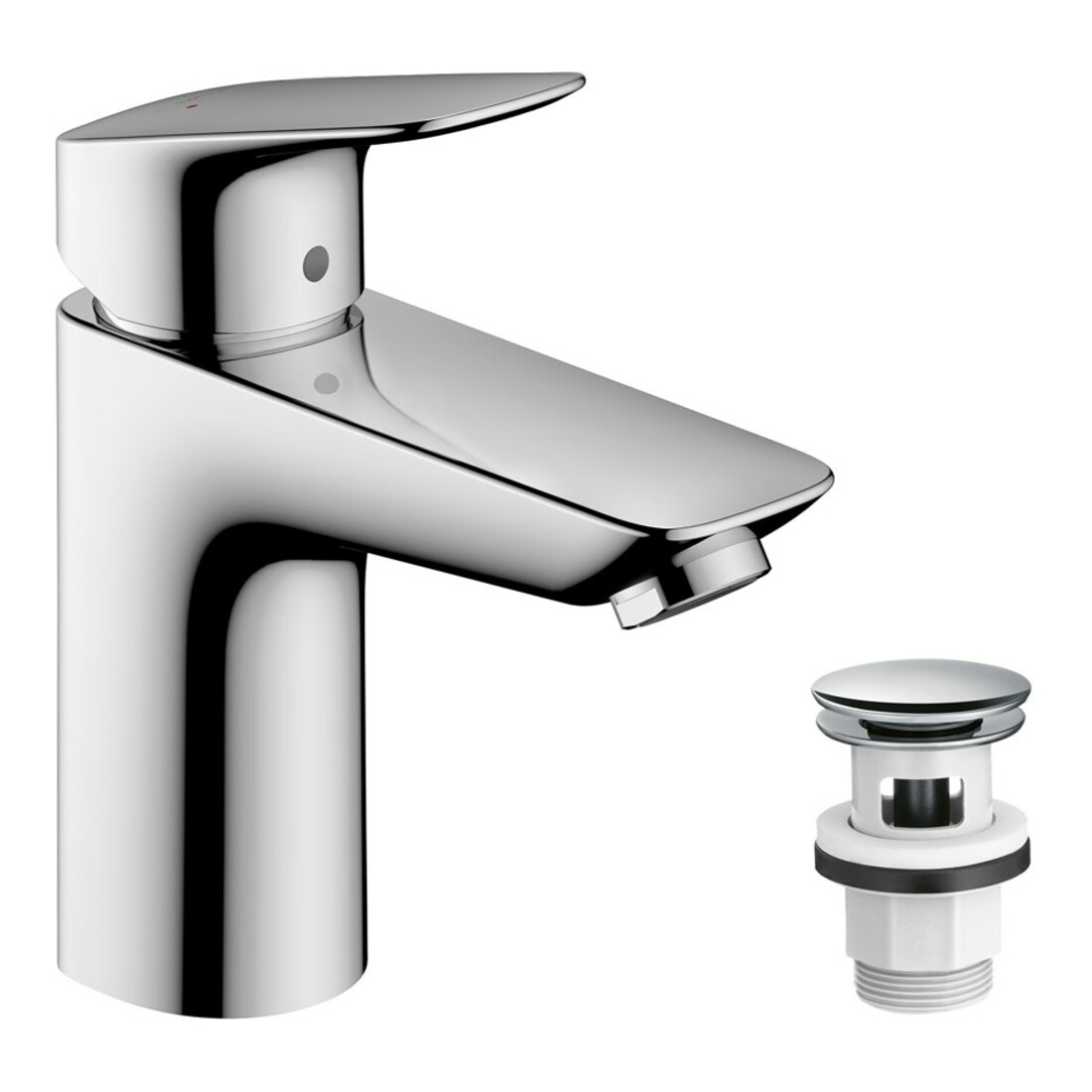 hansgrohe Waschtisch-Einhebelmischer 100 Logis mit Push-Open-Ablaufgarnitur, chrom
