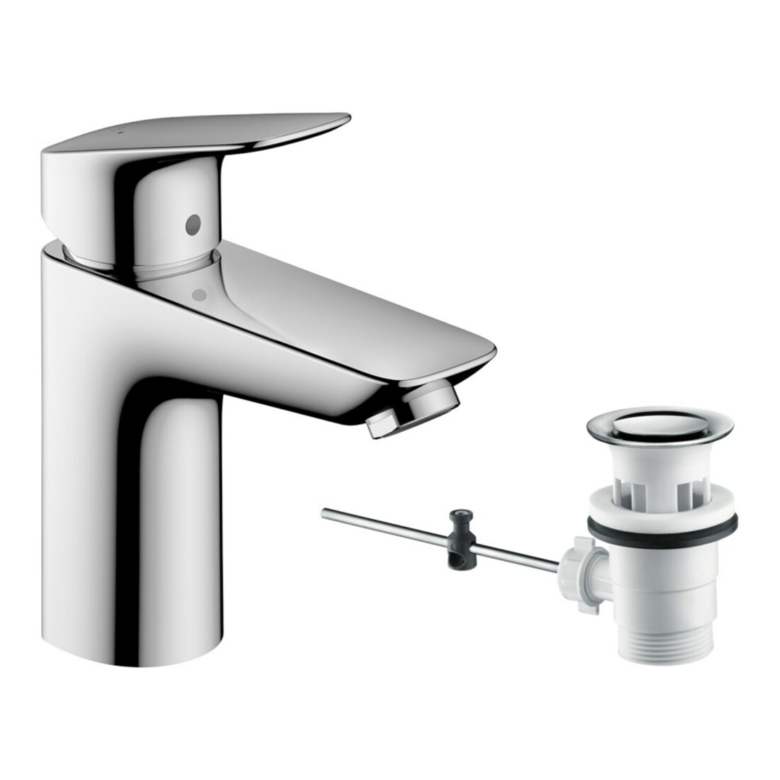 hansgrohe Waschtisch-Einhebelmischer 100 Logis mit Zugstangen-Ablaufgarnitur, chrom