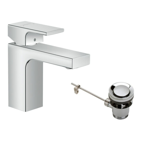 hansgrohe Waschtisch-Einhebelmischer 100 Vernis Shape m Met.-Zugstangen-Ablaufgarnitur, chrom