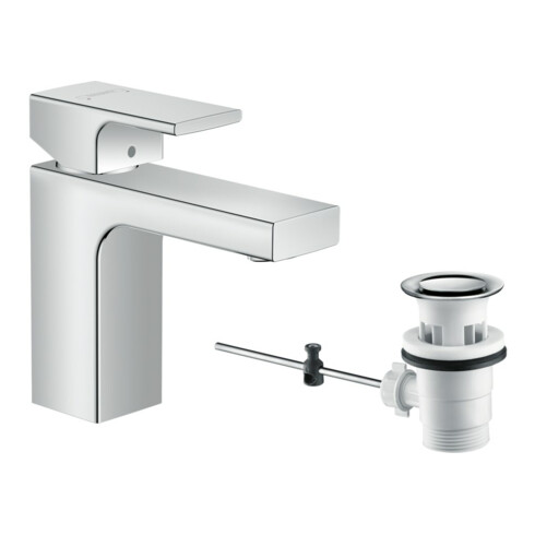 hansgrohe Waschtisch-Einhebelmischer 100 Vernis Shape mit Zugstangen-Ablaufgarnitur, chrom