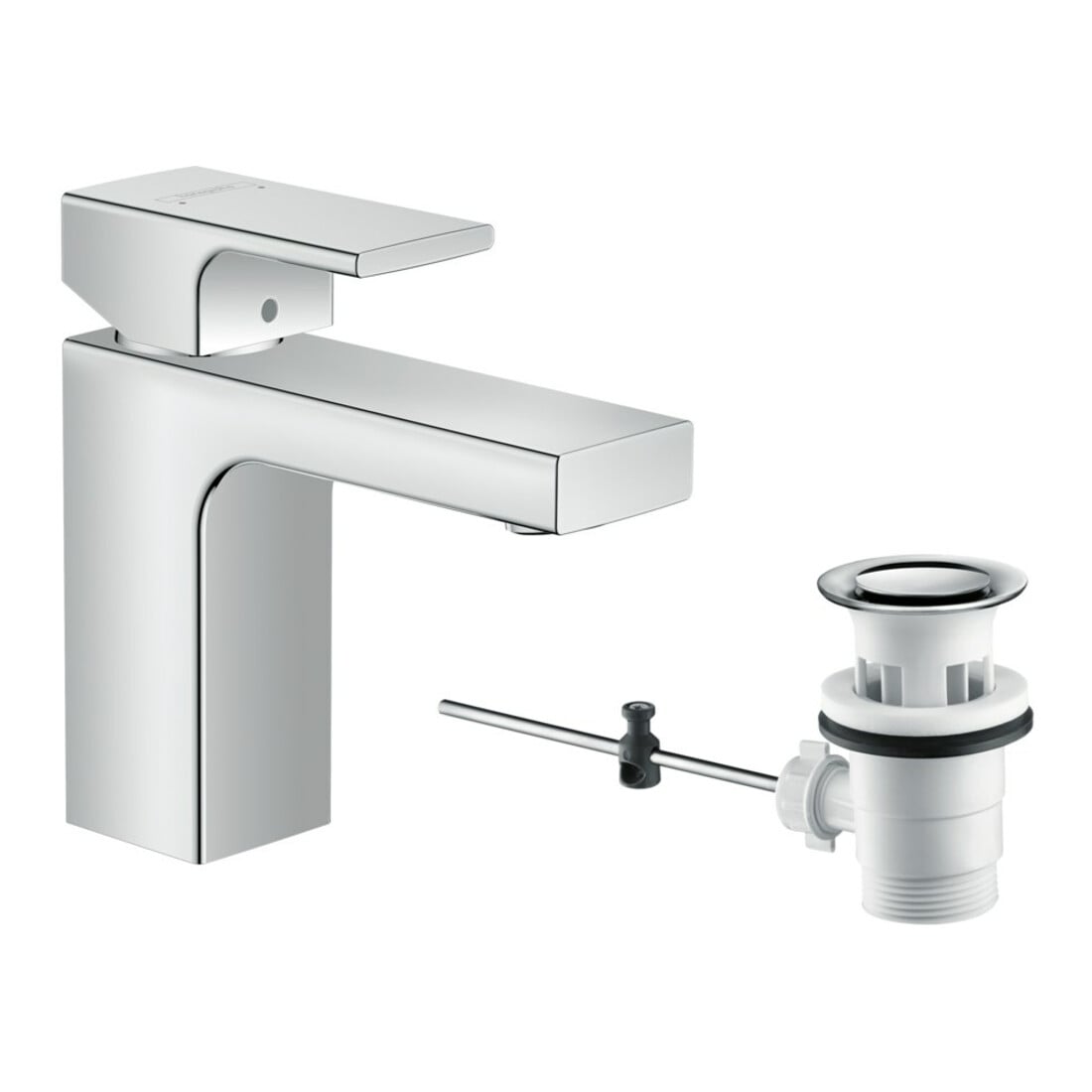 hansgrohe Waschtisch-Einhebelmischer 100 Vernis Shape mit Zugstangen-Ablaufgarnitur, chrom