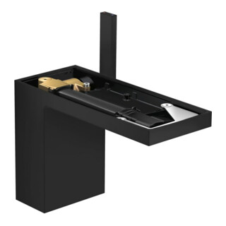 hansgrohe Waschtisch-Einhebelmischer 110 Axor MyEdition A 150mm, m Pus-Op-Abl, o. Pl., matt-sw