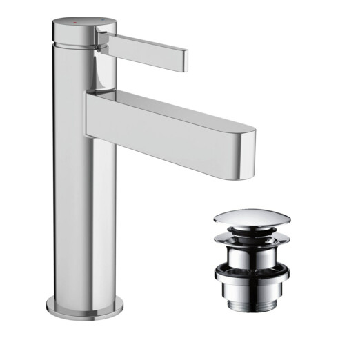 hansgrohe Waschtisch-Einhebelmischer 110 Finoris mit Push-Open-Ablaufgarnitur, chrom