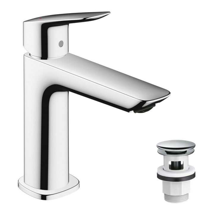 hansgrohe Waschtisch-Einhebelmischer 110 Logis F mit Push-Open-Ablaufgarnitur, chrom