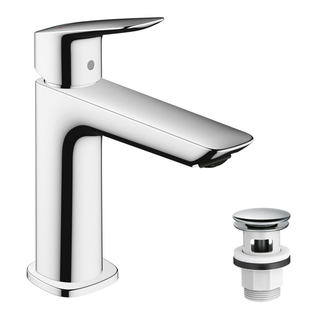 hansgrohe Waschtisch-Einhebelmischer 110 Logis F mit Push-Open-Ablaufgarnitur, chrom