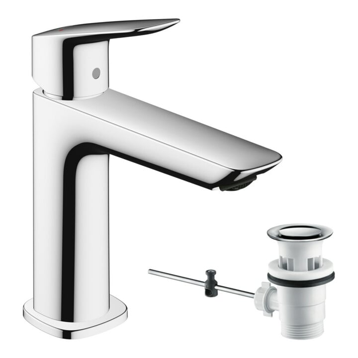 hansgrohe Waschtisch-Einhebelmischer 110 Logis F mit Zugstangen-Ablaufgarnitur, chrom