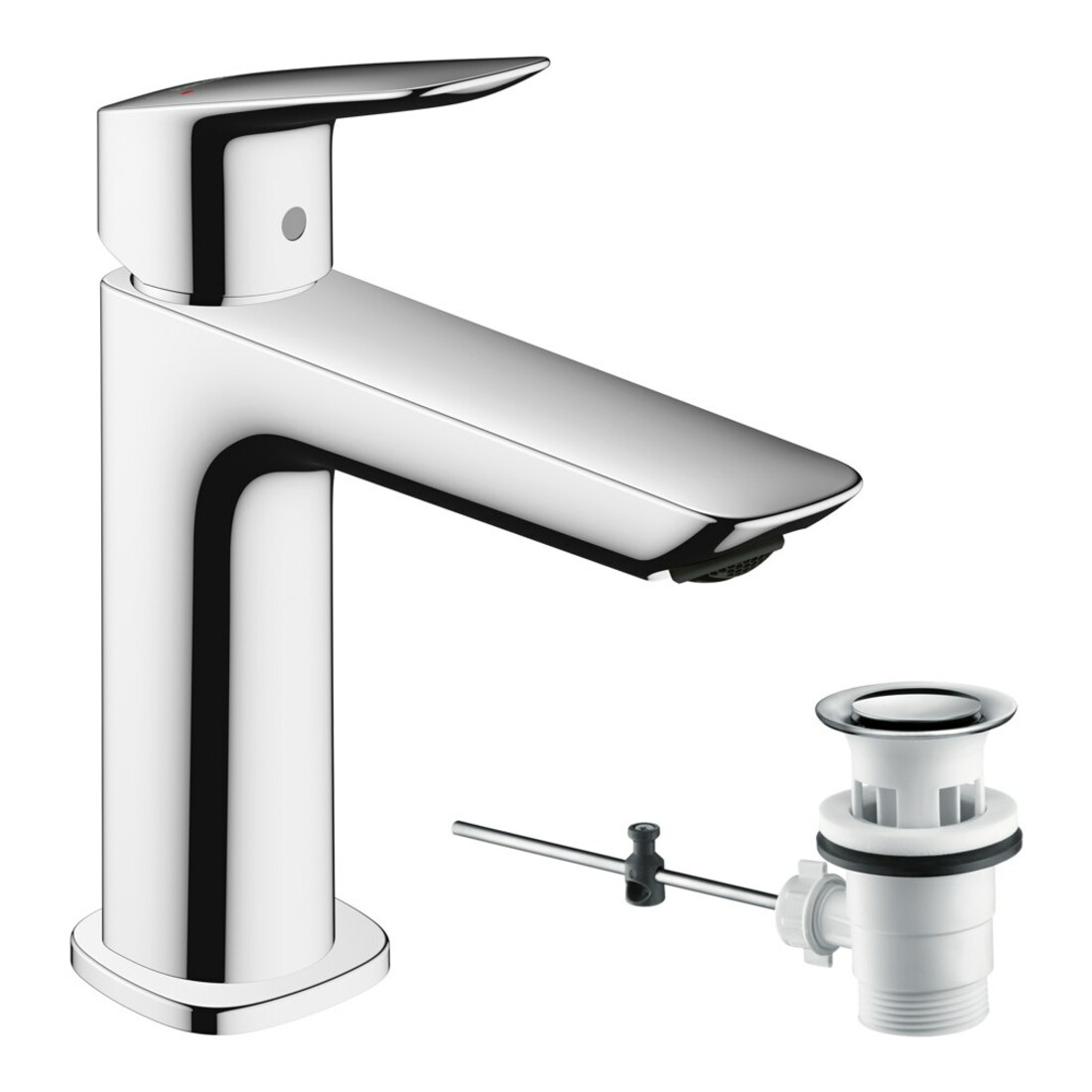 hansgrohe Waschtisch-Einhebelmischer 110 Logis F mit Zugstangen-Ablaufgarnitur, chrom