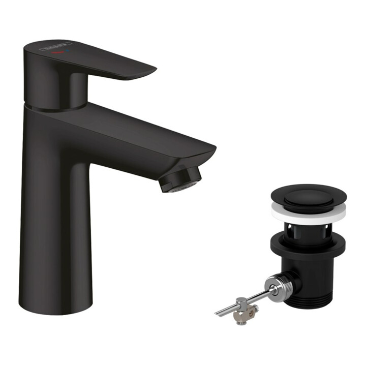 hansgrohe Waschtisch-Einhebelmischer 110 Talis E CoolSt m Zugstangen-Ablaufgarnitur, mattschwarz