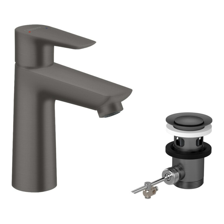 hansgrohe Waschtisch-Einhebelmischer 110 Talis E m Zugst.Abl.Gar., brushed black chrome