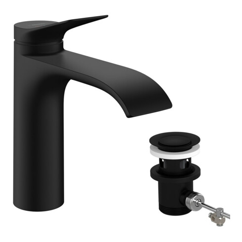 hansgrohe Waschtisch-Einhebelmischer 110 Vivenis CoolSt m Zugst.Abl.Gar., schwarz matt