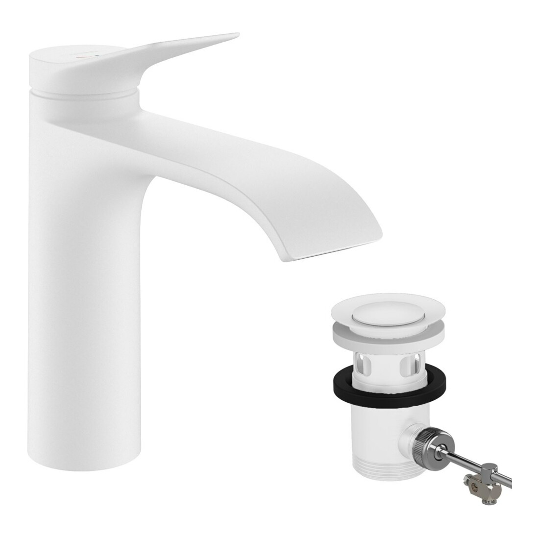 hansgrohe Waschtisch-Einhebelmischer 110 Vivenis CoolSt mit Zugstangen-Ablaufgarnitur, mattweiß
