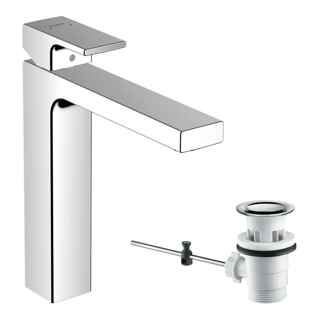 hansgrohe Waschtisch-Einhebelmischer 190 Vernis Shape mit Zugstangen-Ablaufgarnitur, chrom