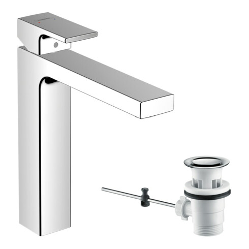 hansgrohe Waschtisch-Einhebelmischer 190 Vernis Shape mit Zugstangen-Ablaufgarnitur, chrom