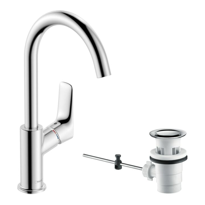 hansgrohe Waschtisch-Einhebelmischer 210 Logis m Zugst.Abl.Gar., m Schwenkausl., chrom