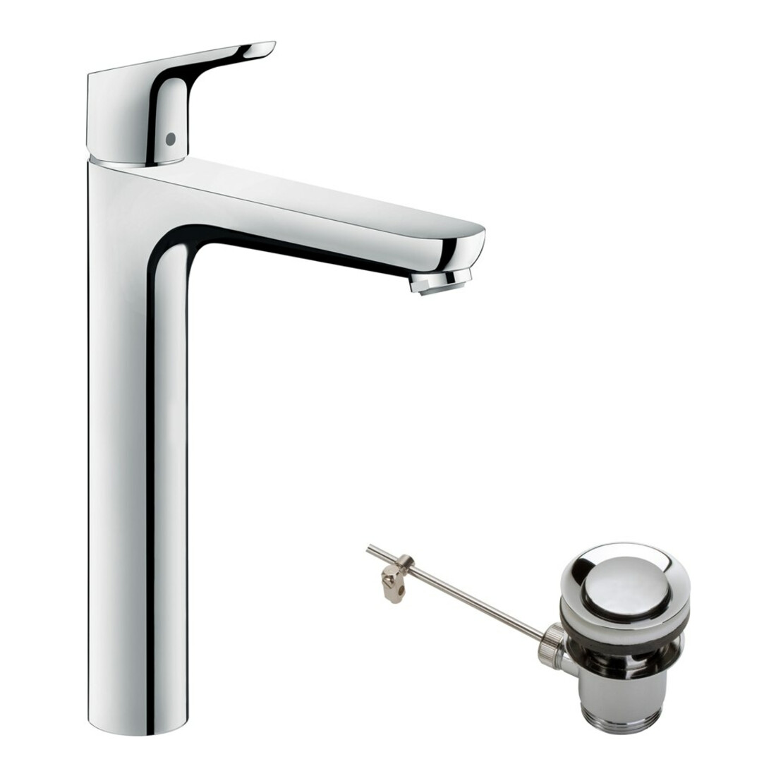 hansgrohe Waschtisch-Einhebelmischer 230 Focus mit Zugstangen-Ablaufgarnitur, chrom