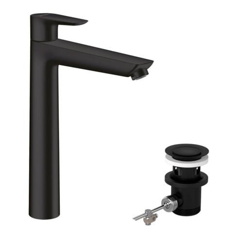 hansgrohe Waschtisch-Einhebelmischer 240 Talis E m Zugstangen-Ablaufgarnitur, mattschwarz