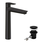 hansgrohe Waschtisch-Einhebelmischer 240 Talis E m Zugstangen-Ablaufgarnitur, mattschwarz-4