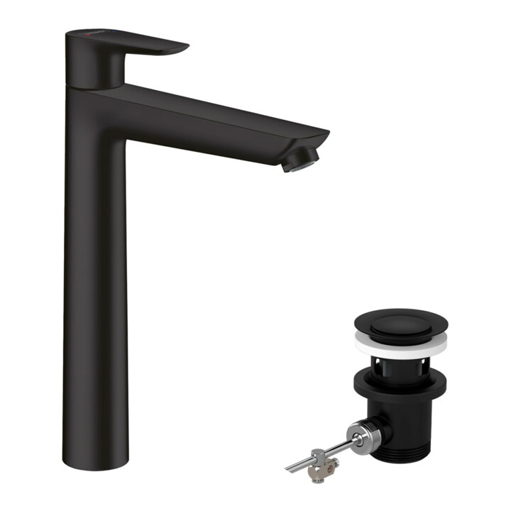 hansgrohe Waschtisch-Einhebelmischer 240 Talis E m Zugstangen-Ablaufgarnitur, mattschwarz