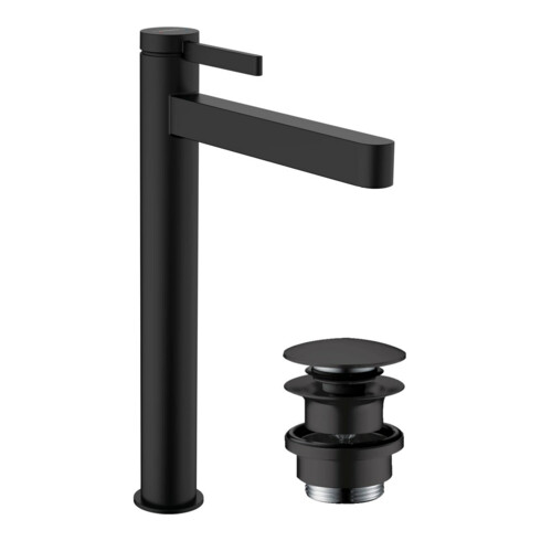 hansgrohe Waschtisch-Einhebelmischer 260 Finoris m Push-Open-Ablaufgarnitur, schwarz matt