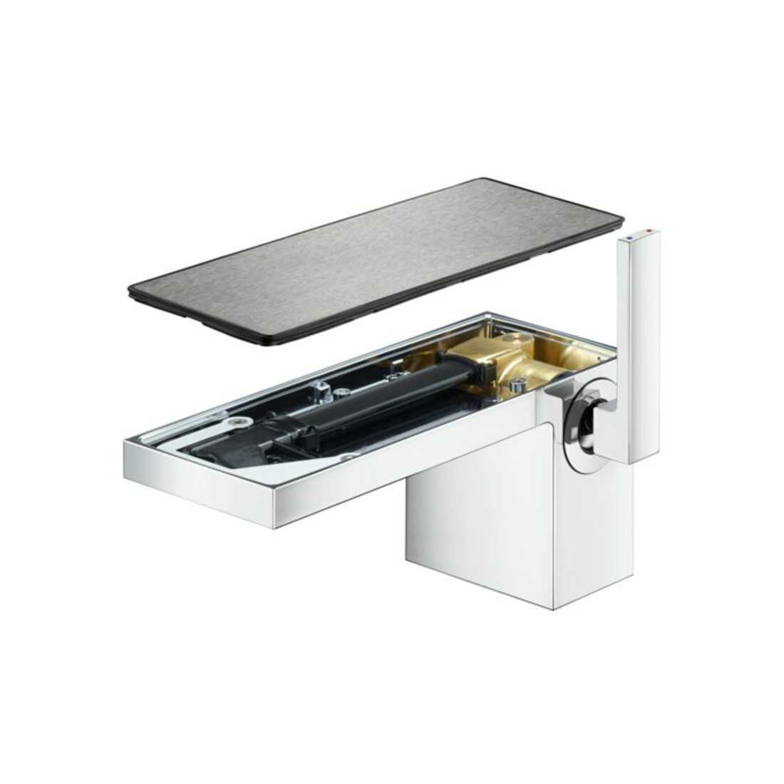 hansgrohe Waschtisch-Einhebelmischer 70 Axor MyEdition A 151mm, m Pus-Op-Abl, o. Pl., chr