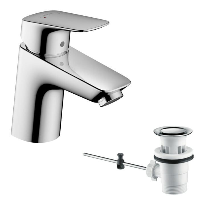 hansgrohe Waschtisch-Einhebelmischer 70 Logis mit Zugstangen-Ablaufgarnitur, chrom