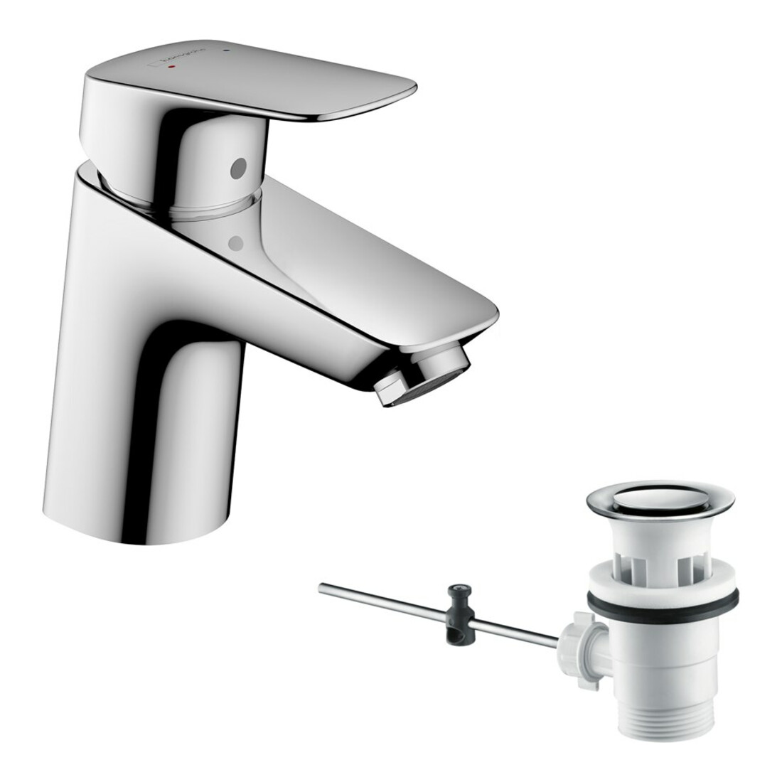 hansgrohe Waschtisch-Einhebelmischer 70 Logis mit Zugstangen-Ablaufgarnitur, chrom
