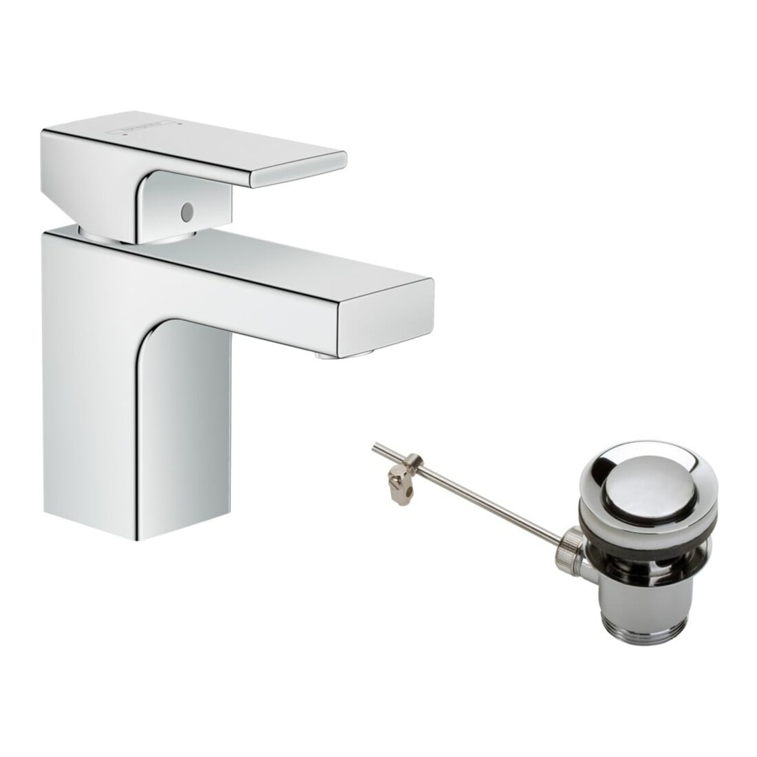 hansgrohe Waschtisch-Einhebelmischer 70 Vernis Shape m Met.-Zugstangen-Ablaufgarnitur, chrom
