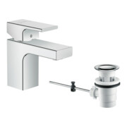 hansgrohe Waschtisch-Einhebelmischer 70 Vernis Shape mit Zugstangen-Ablaufgarnitur, chrom-3