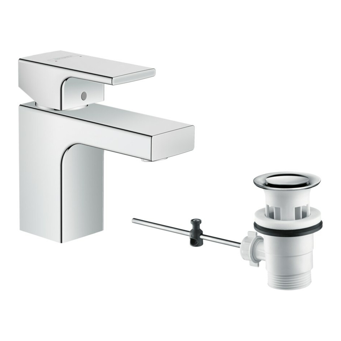 hansgrohe Waschtisch-Einhebelmischer 70 Vernis Shape mit Zugstangen-Ablaufgarnitur, chrom