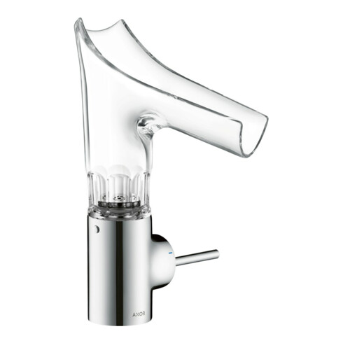 hansgrohe Waschtisch-Einhebelmischer Axor Starck V 140 m Glas, unver Abl., Facettenschl., chr
