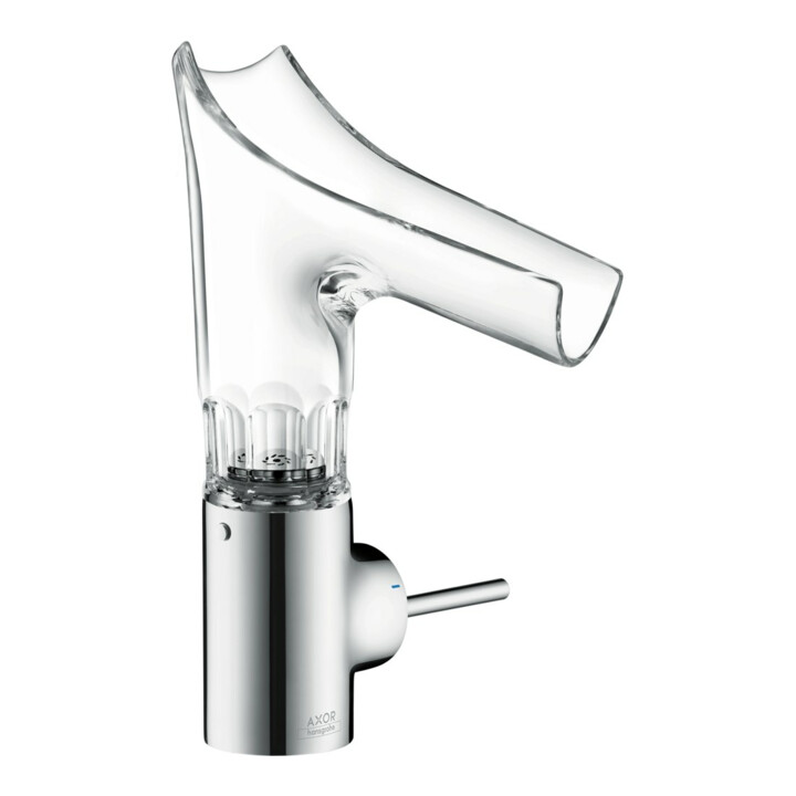 hansgrohe Waschtisch-Einhebelmischer Axor Starck V 140 m Glas, unver Abl., Facettenschl., chr