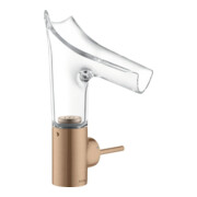 hansgrohe Waschtisch-Einhebelmischer Axor Starck V 140 m Glas, unver Abl.garn, brush. r gol