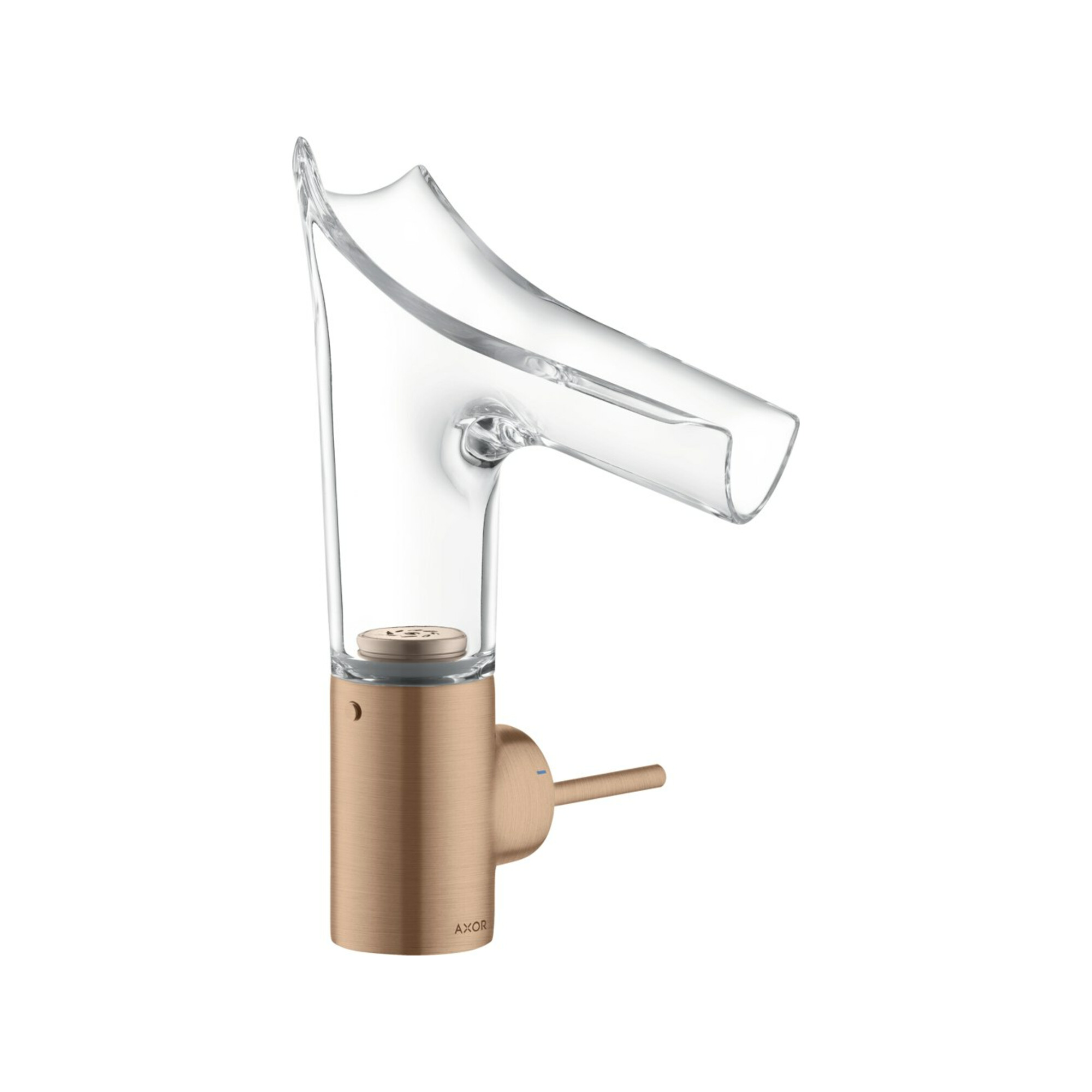 hansgrohe Waschtisch-Einhebelmischer Axor Starck V 140 m Glas, unver Abl.garn, brush. r gol